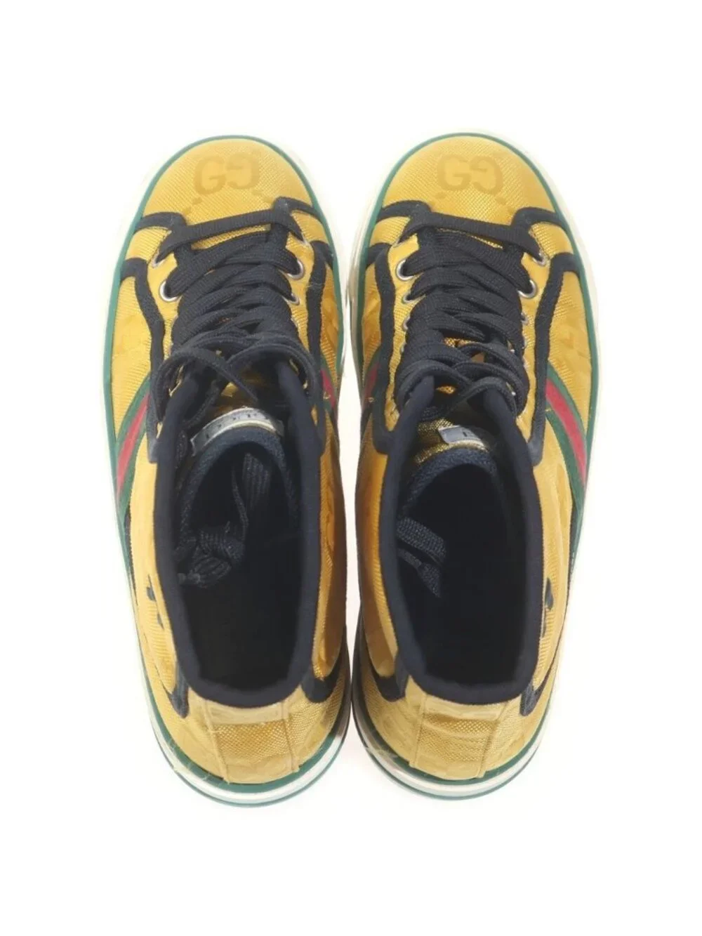 Gucci GG Canvas Tennis High Cut Sneakers Yellow